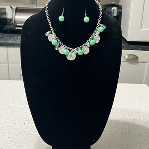 Elegant Silver and Green Jewelry Set